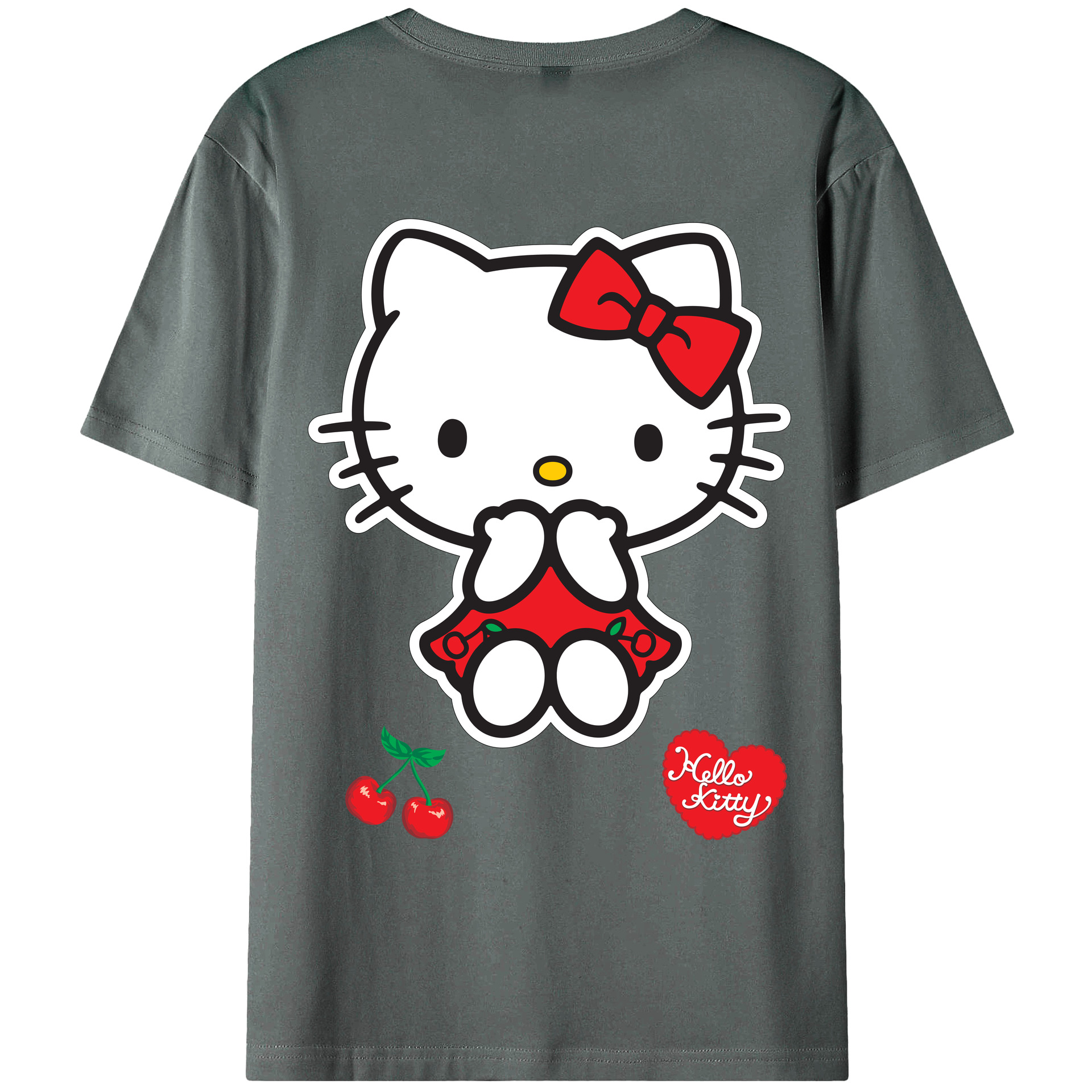 （画像用） Hello Kitty ハローキティ 綿100％ メンズ半袖Tシャツ（バックプリント） 通気性